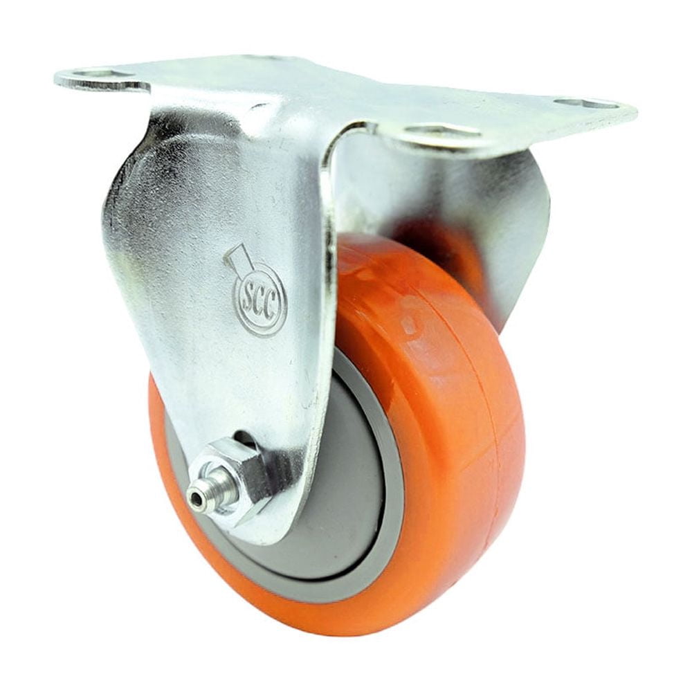 3 Inch 316SS Orange Polyurethane Wheel Rigid Top Plate Caster Service ...