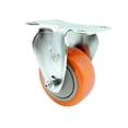 thumbnail image 1 of 3 Inch 316SS Orange Polyurethane Wheel Rigid Top Plate Caster Service Caster, 1 of 1