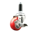 thumbnail image 1 of 3 Inch 316SS Red Polyurethane Swivel 1 Inch Expanding Stem Caster Brake, 1 of 2