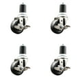 thumbnail image 1 of 3 Inch 316SS Soft Rubber Swivel 1-3/4 Inch Expanding Stem Caster Set Brake SCC, 1 of 2