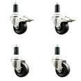 thumbnail image 1 of 3 Inch 316SS Soft Rubber Swivel 1-3/8 Inch Stem Caster Set 2 Lock Brake SCC, 1 of 2
