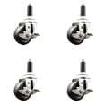thumbnail image 1 of 3 Inch 316SS Soft Rubber Swivel 1 Inch Expanding Stem Caster Set Brake SCC, 1 of 2