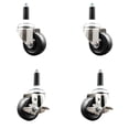 thumbnail image 1 of 3 Inch 316SS Soft Rubber Swivel 3/4 Inch Expanding Stem Caster Set 2 Brake SCC, 1 of 2
