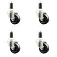 thumbnail image 1 of 3 Inch 316SS Soft Rubber Wheel Swivel 1-1/4 Inch Expanding Stem Caster Set SCC, 1 of 2