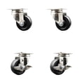 thumbnail image 1 of 3 Inch 316SS Soft Rubber Wheel Swivel Top Plate Caster Set 2 Brakes SCC, 1 of 2