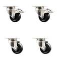 thumbnail image 1 of 3 Inch 316SS Soft Rubber Wheel Swivel Top Plate Caster Set 2 Lock Brakes SCC, 1 of 2