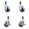 thumbnail image 1 of 3 Inch 316SS Solid Poly Swivel 1-1/8 Inch Expanding Stem Caster Set 2 Brake SCC, 1 of 2