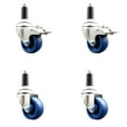 thumbnail image 1 of 3 Inch 316SS Solid Poly Swivel 1-1/8 Inch Expanding Stem Caster Set 2 Lock Brake, 1 of 2