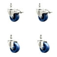 thumbnail image 1 of 3 Inch 316SS Solid Polyurethane 3/8 Inch Threaded Stem Caster Set 2 Lock Brake, 1 of 2