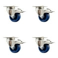 thumbnail image 1 of 3 Inch 316SS Solid Polyurethane Swivel Top Plate Caster Set Total Lock Brake SCC, 1 of 2