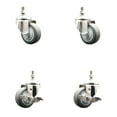 thumbnail image 1 of 3 Inch 316SS Thermoplastic Rubber 3/8 Inch Threaded Stem Caster Set 2 Brake SCC, 1 of 2