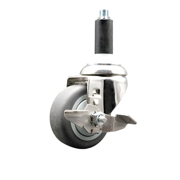 3 Inch 316SS Thermoplastic Rubber Swivel 1-1/8 Inch Expanding Stem Caster Brake