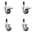 thumbnail image 1 of 3 Inch 316SS Thermoplastic Rubber Swivel 1-1/8 Inch Stem Caster Set 2 Lock Brake, 1 of 2