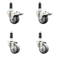 thumbnail image 1 of 3 Inch 316SS Thermoplastic Rubber Swivel 1 Inch Stem Caster Set 2 Lock Brake, 1 of 2