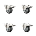thumbnail image 1 of 3 Inch 316SS Thermoplastic Rubber Swivel Bolt Hole Caster Set with Lock Brake, 1 of 2