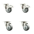 thumbnail image 1 of 3 Inch 316SS Thermoplastic Rubber Swivel Top Plate Caster Set 2 Lock Brakes SCC, 1 of 2