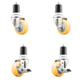 thumbnail image 1 of 3 Inch 316SS Yellow Poly Swivel 1-3/4 Inch Expanding Stem Caster Set 2 Brake SCC, 1 of 2