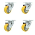 thumbnail image 1 of 3 Inch 316SS Yellow Polyurethane Wheel Swivel Top Plate Caster Set, 1 of 3