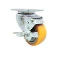thumbnail image 1 of 3 Inch 316SS Yellow Polyurethane Wheel Swivel Top Plate Caster with Brake SCC, 1 of 3