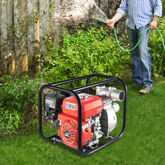 3 Inch 4 Stroke 7.5HP Gas Powered Water Transfer Pump, 212cc Gasoline Engine, 98.4ft Total Head & 26.2ft Suction, Semi-Trash Pump for Farm Irrigation, Garden Drainage