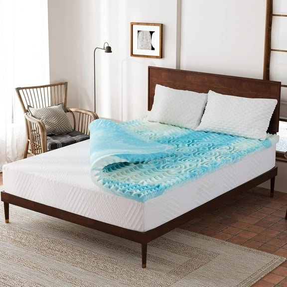 3 Inch 5-Zone Gel Memory Foam Full Mattress Topper, CertiPUR-US Certified, Cooling Sleep, Pressure Relief, 54"×75"×3"