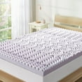 thumbnail image 1 of 3 Inch 5-Zone Memory Foam Mattress Topper, Soothing Lavender Infusion, Dorm Essentials, Queen, 1 of 9