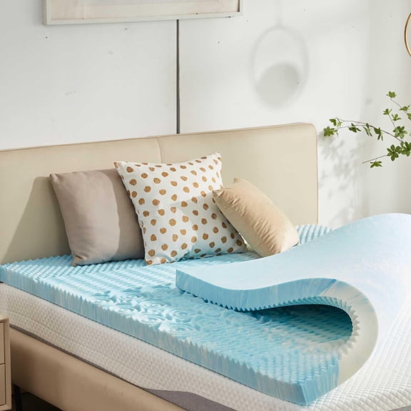 3 Inch 5-Zone Memory Foam Mattress Topper Twin Size Blue