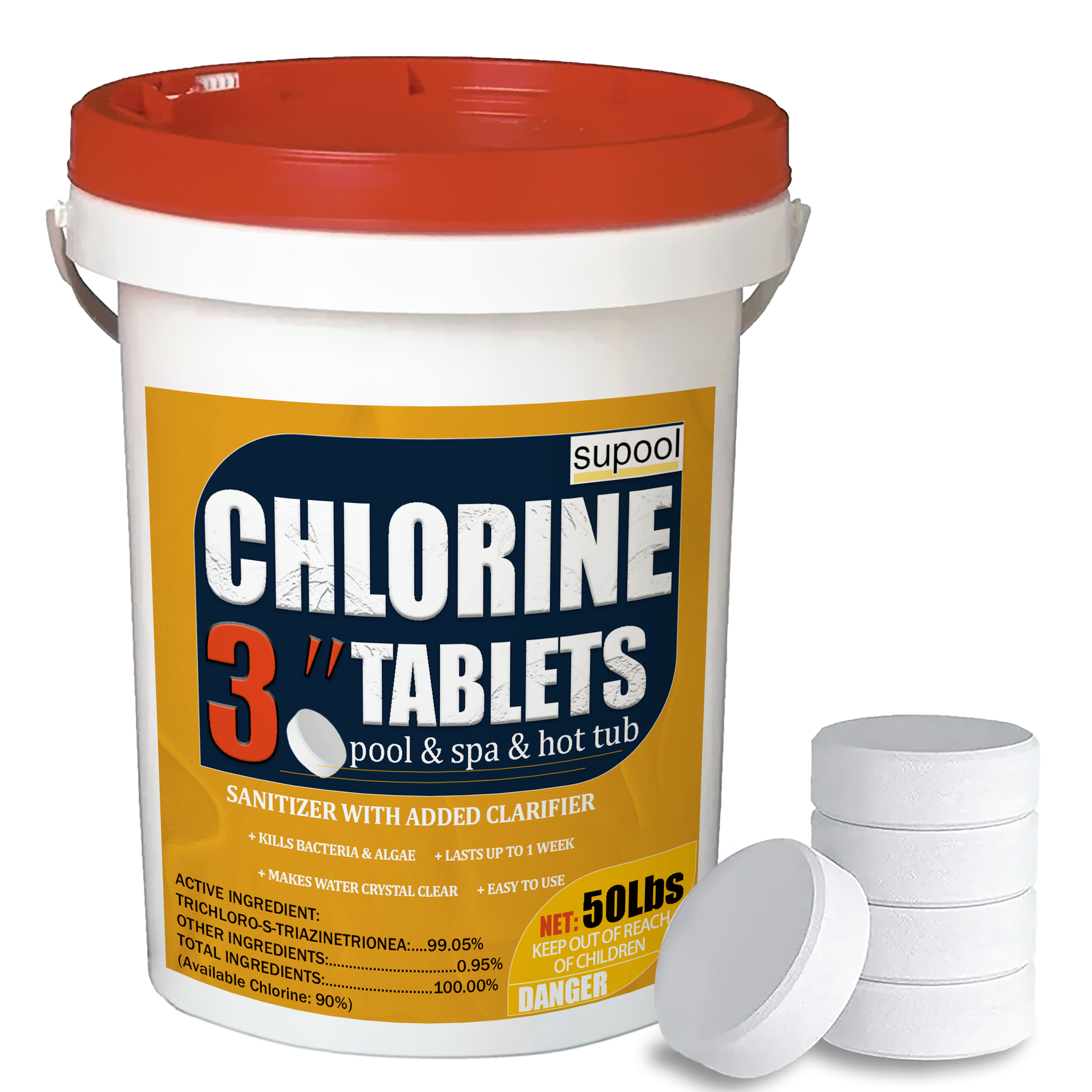 3 Inch 50 Lbs Chlorine Tablets For Sanitizing Swimming Pools 