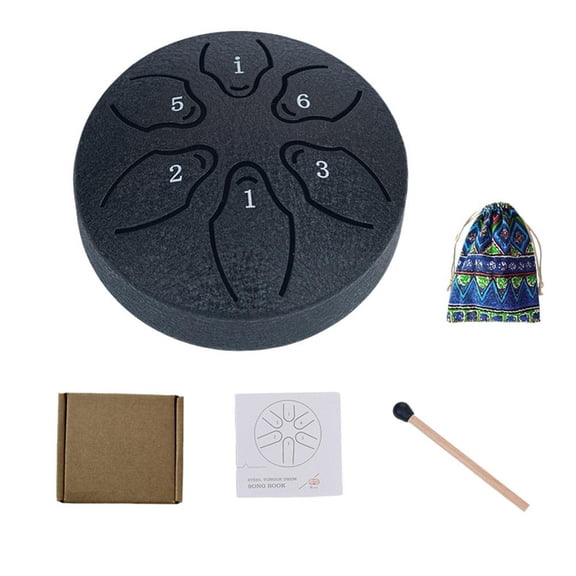 3-Inch 6-Tone Carbon Steel Handpan Drum for Meditation Yoga and Healing Music Therapy