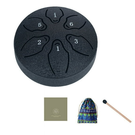 3 Inch 6 Tone Outdoor Steel Tongue Drum Rain Drum Black