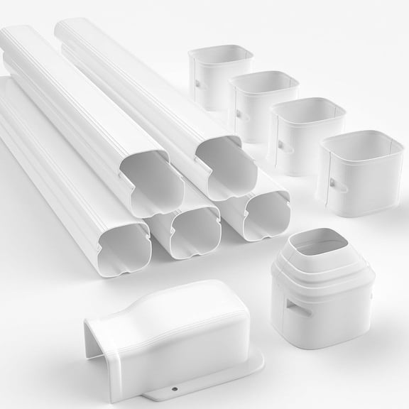 KINDEEP 3" 7.5 ft Mini Split Line Set Cover Kit, PP Decorative AC Line Cover Protector Enclosure for Ductless Mini Split & Central Air Conditioner