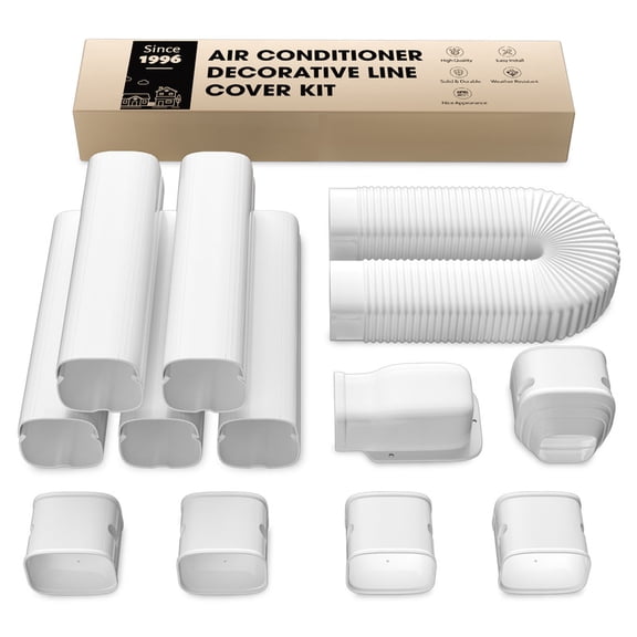 KINDEEP 3" 9 Ft White Lineset Cover Mini Split, PP Material Line Set Cover Kit with Flexible Duct for Central Air Conditioner ,Outdoor