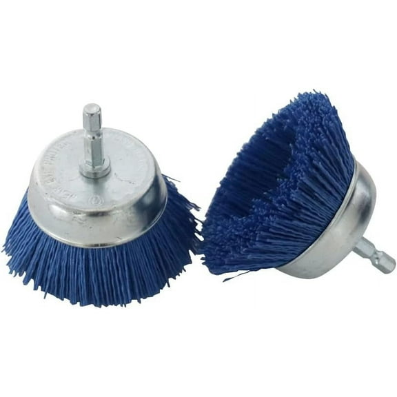 3 Inch Abrasive Wire Nylon Cup Brush for Drill,Grit 80 with 1/4" Shank (Pack of 2, Blue)