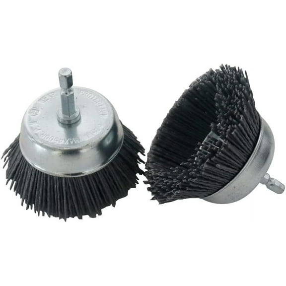 3 Inch Abrasive Wire Nylon Cup Brush for Drill,Grit 80 with 1/4" Shank (Pack of 2, Grey)
