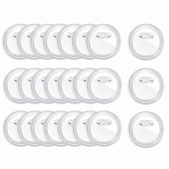 New Arrivals 3 Inch Acrylic Button Pins Clear Plastic Badges Pin Craft with Blank Photo Buttons Pin, 25 Pack