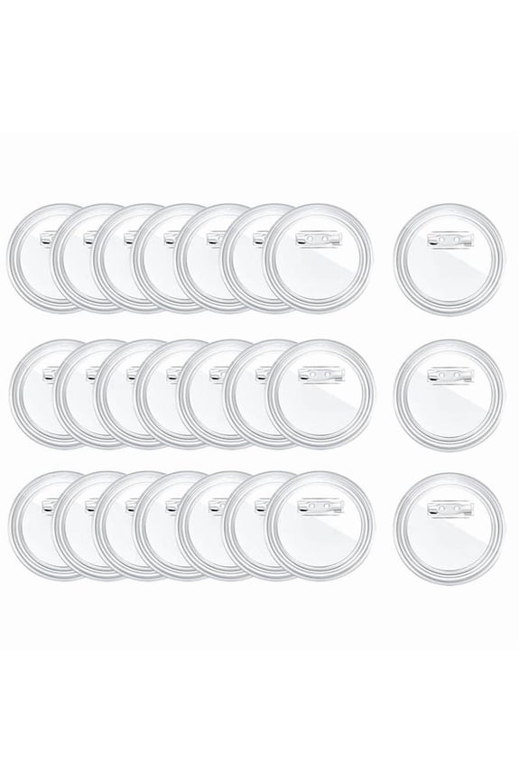 3 Inch Acrylic Button Pins Clear Plastic Badges Pin Craft with Blank Photo Buttons Pin, 25 Pack