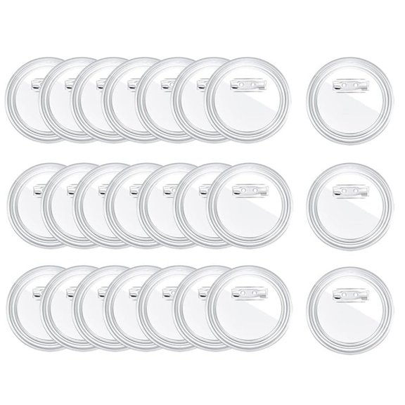 3 Inch Acrylic Button Pins Clear Plastic Button Badges Pin Craft Button with Pin Blank Pins Photo Buttons Pin, 25 Pack