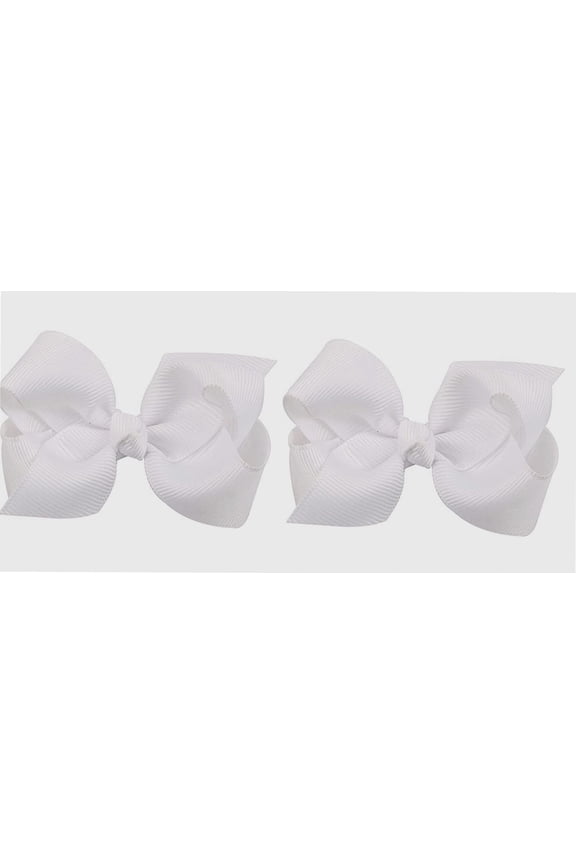 3 Inch Baby Girl Hair Bows Boutique Hair Clip Teens Toddlers Hairpin Headwear - Set of 2 (White)