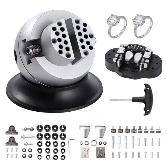 3 Inch Ball Vise 360 Degree Rotation Engraving Block with 70 PCS Attachments for Jewelry Gemstone Inlay and Small Scale Engraving