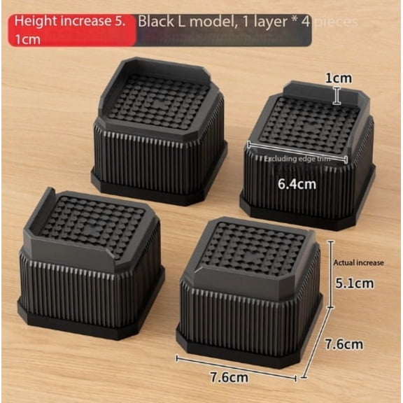 3 Inch Bed Risers 4 Pack - Heavy Duty Furniture Leg Pads for Storage