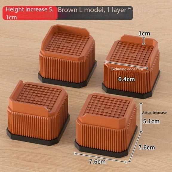 3 Inch Bed Risers 4 Pack - Heavy Duty Furniture Leg Pads for Storage