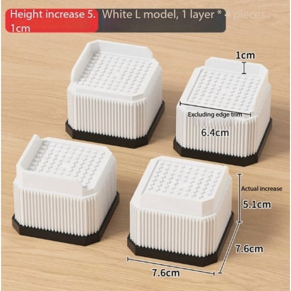3 Inch Bed Risers 4 Pack, Heavy Duty Furniture Leg Pads for Under Bed Storage