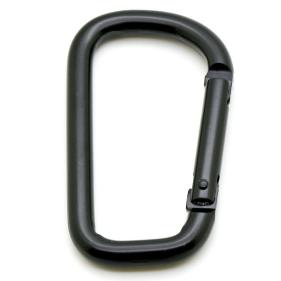 3 Inch Black Carabiner Heavy Duty Spring Snap Hook D Shape Steel Clip Buckle - Pack 10 pcs