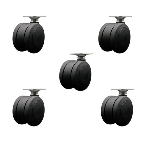 3 Inch Black Heavy Duty Floor Safe Twin Wheel Casters Top Plate Set of 5 SCC
