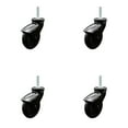 thumbnail image 1 of 3 Inch Black Hooded Neoprene Rubber 10mm Threaded Stem Casters Set 4 SCC, 1 of 2