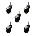 thumbnail image 1 of 3 Inch Black Hooded Neoprene Rubber 3/8 Inch Grip Ring Stem Casters Set of 5 SCC, 1 of 2
