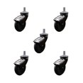 thumbnail image 1 of 3 Inch Black Hooded Neoprene Rubber 7/8 Inch Grip Ring Stem Casters Set of 5 SCC, 1 of 2