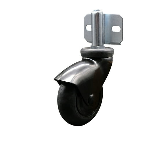 3 Inch Black Neoprene Rubber Caster – Side Mount Bracket – SCC