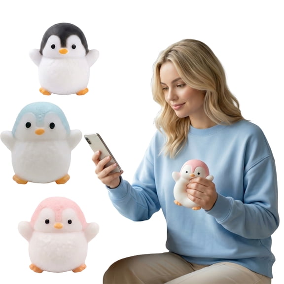 3-Inch Black Penguin Squishy, Anxiety Reliever, ASMR Stress Relief Ball, Cute Aesthetic Home Accessory, ADHD Autism Calming Tools, Highly Addictive Tactile Feel