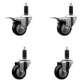 thumbnail image 1 of 3 Inch Black Poly Swivel 1-1/8 Inch Expanding Stem Caster Set 2 Brakes, 1 of 2